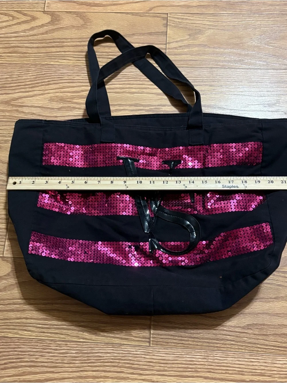 Victoria’s Secret Pink Black Sequins Zip Tote Bag